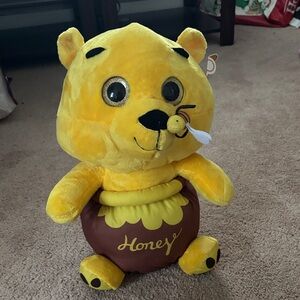 Goldie Yellow and Brown Plush Bear with Honey Design